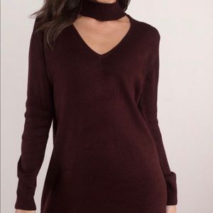 Tobi sweater dress choker cut out wine